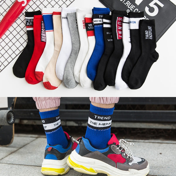 gifts for men hip hop socks long skateboard calcetines skate funny