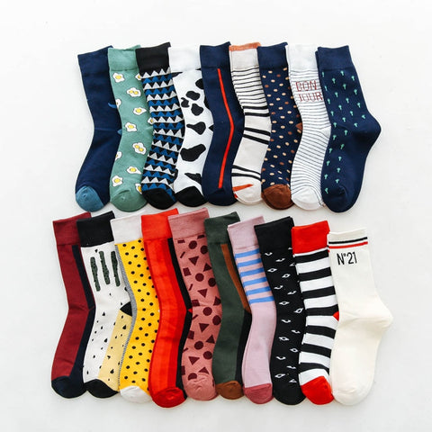 1 Pair Men's Colorful Comfort Socks Causal Harajuku Geometry Pattern