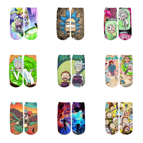 Newest Rick and Morty 3D Printed Cartoon cute short ankle socks fo