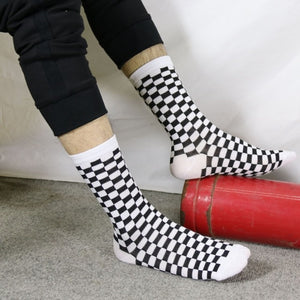 Korea Funky Harajuku Trend Women Checkerboard Socks Geometric C