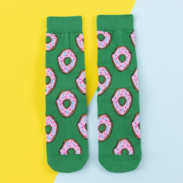 Women Socks Funny Cute Cartoon Fruits Banana Avocado Lemon Egg