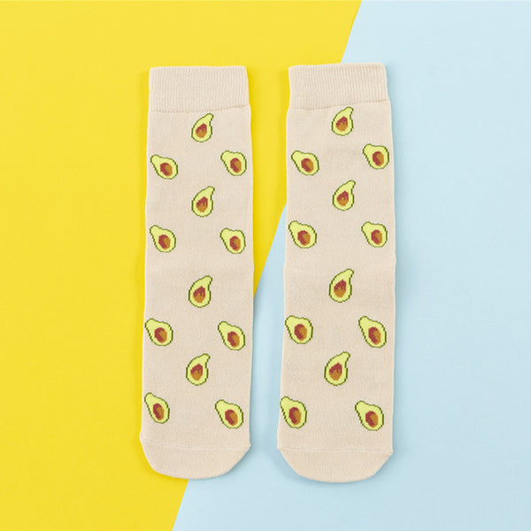 Women Socks Funny Cute Cartoon Fruits Banana Avocado Lemon Egg