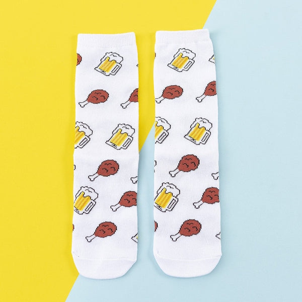 Women Socks Funny Cute Cartoon Fruits Banana Avocado Lemon Egg