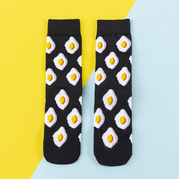 Women Socks Funny Cute Cartoon Fruits Banana Avocado Lemon Egg