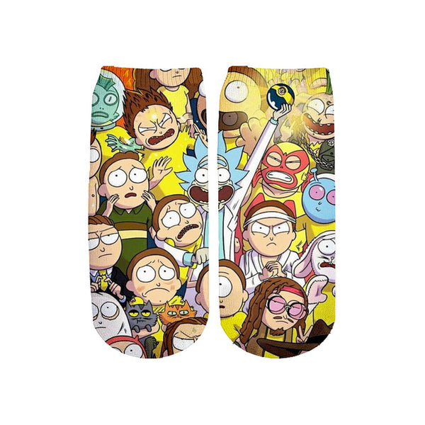 Newest Rick and Morty 3D Printed Cartoon cute short ankle socks fo