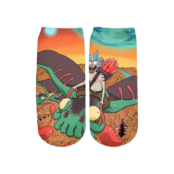 Newest Rick and Morty 3D Printed Cartoon cute short ankle socks fo