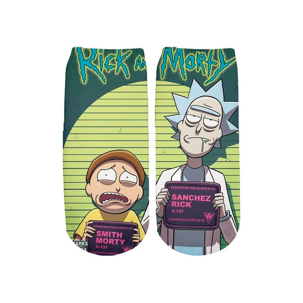 Newest Rick and Morty 3D Printed Cartoon cute short ankle socks fo