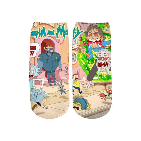 Newest Rick and Morty 3D Printed Cartoon cute short ankle socks fo