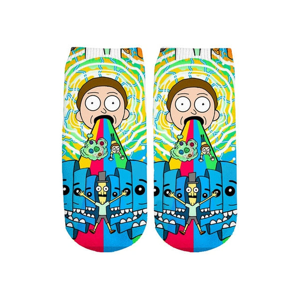 Newest Rick and Morty 3D Printed Cartoon cute short ankle socks fo