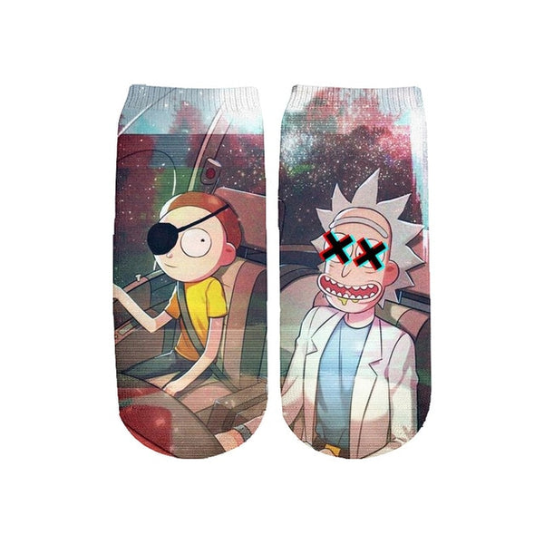 Newest Rick and Morty 3D Printed Cartoon cute short ankle socks fo