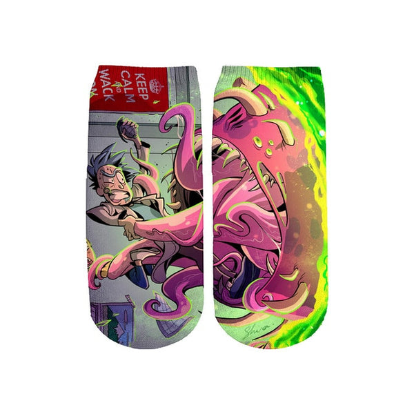 Newest Rick and Morty 3D Printed Cartoon cute short ankle socks fo