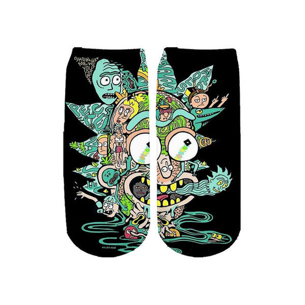 Newest Rick and Morty 3D Printed Cartoon cute short ankle socks fo