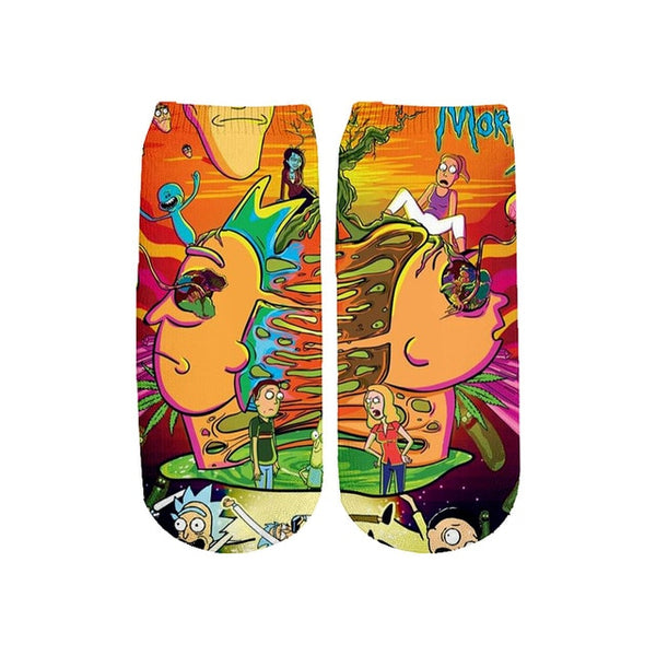 Newest Rick and Morty 3D Printed Cartoon cute short ankle socks fo