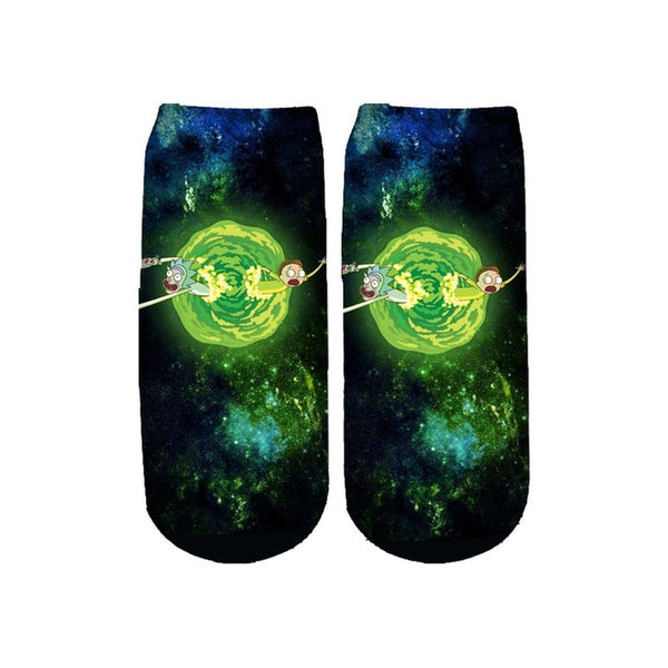 Newest Rick and Morty 3D Printed Cartoon cute short ankle socks fo