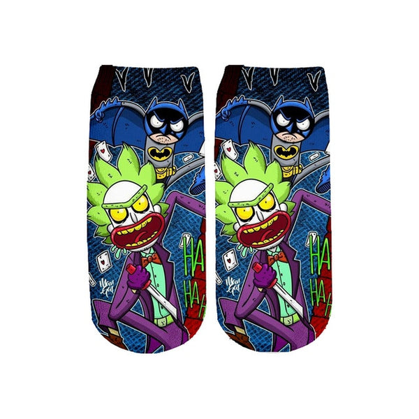 Newest Rick and Morty 3D Printed Cartoon cute short ankle socks fo