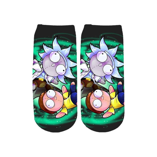 Newest Rick and Morty 3D Printed Cartoon cute short ankle socks fo