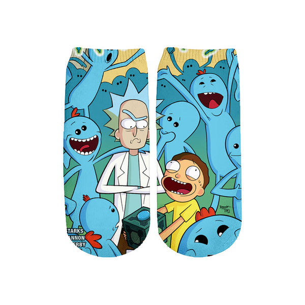 Newest Rick and Morty 3D Printed Cartoon cute short ankle socks fo