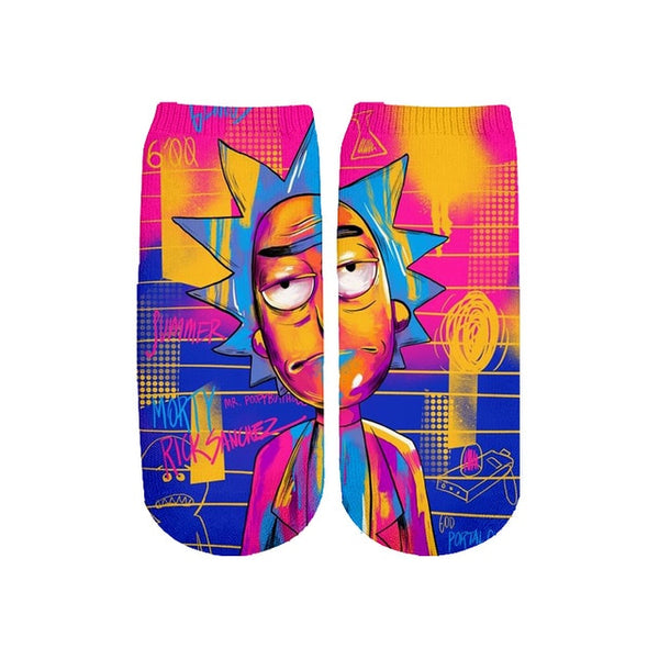 Newest Rick and Morty 3D Printed Cartoon cute short ankle socks fo