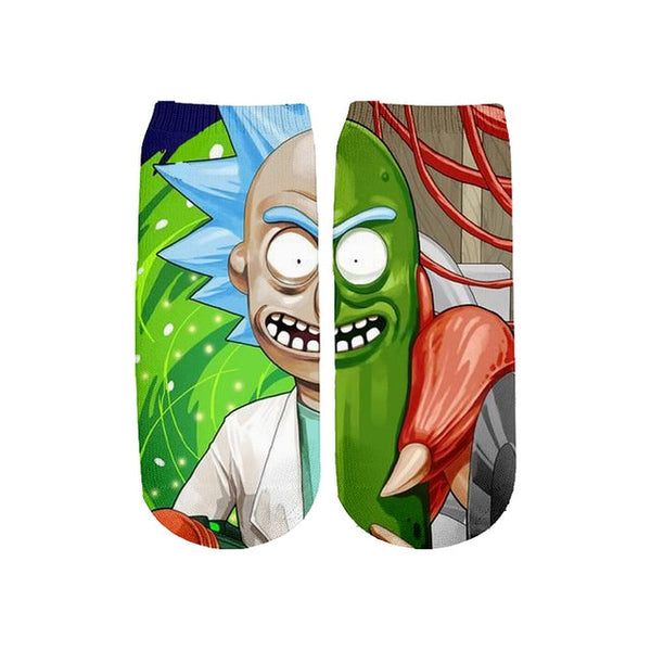 Newest Rick and Morty 3D Printed Cartoon cute short ankle socks fo