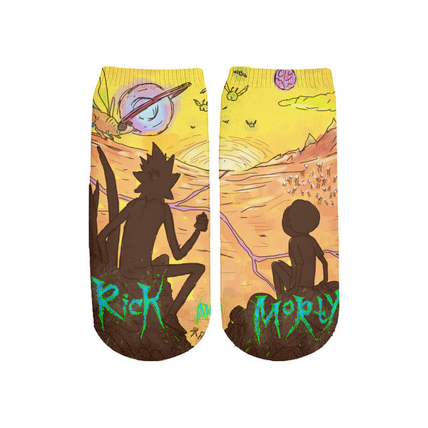 Newest Rick and Morty 3D Printed Cartoon cute short ankle socks fo