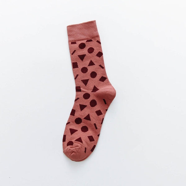 1 Pair Men's Colorful Comfort Socks Causal Harajuku Geometry Pattern