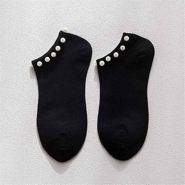 Women 9 Colors socks Cotton Lovely Candy Color Imitation Pearl Women's