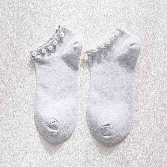 Women 9 Colors socks Cotton Lovely Candy Color Imitation Pearl Women's