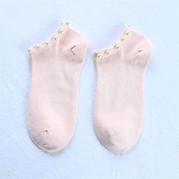 Women 9 Colors socks Cotton Lovely Candy Color Imitation Pearl Women's