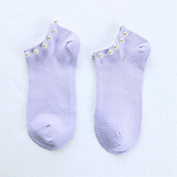 Women 9 Colors socks Cotton Lovely Candy Color Imitation Pearl Women's