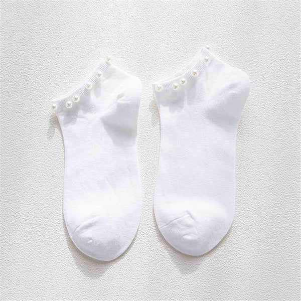 Women 9 Colors socks Cotton Lovely Candy Color Imitation Pearl Women's