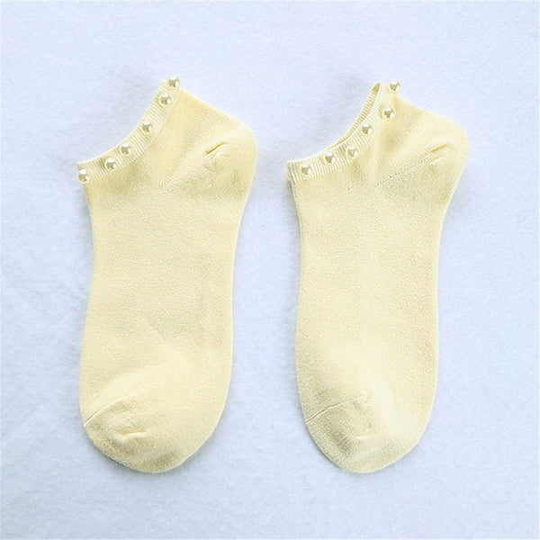 Women 9 Colors socks Cotton Lovely Candy Color Imitation Pearl Women's