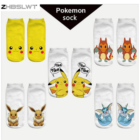 ZHBSLWT Pokemon New Arrival Kawaii Harajuku Women Socks 3D